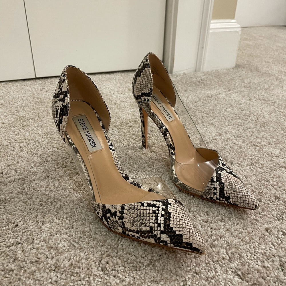 Steve Madden Snake Skin & Clear Heels